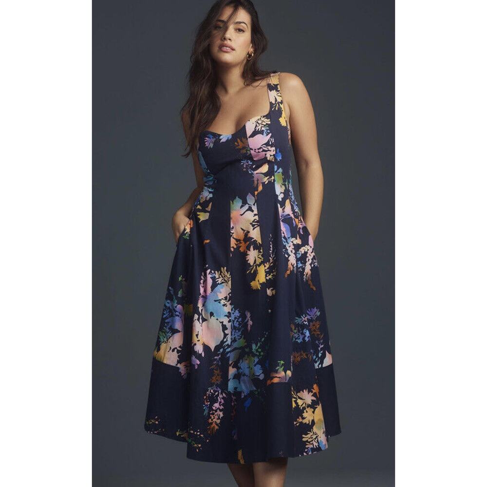 Anthropologie Seamed Sweetheart Midi Dress Size 1X